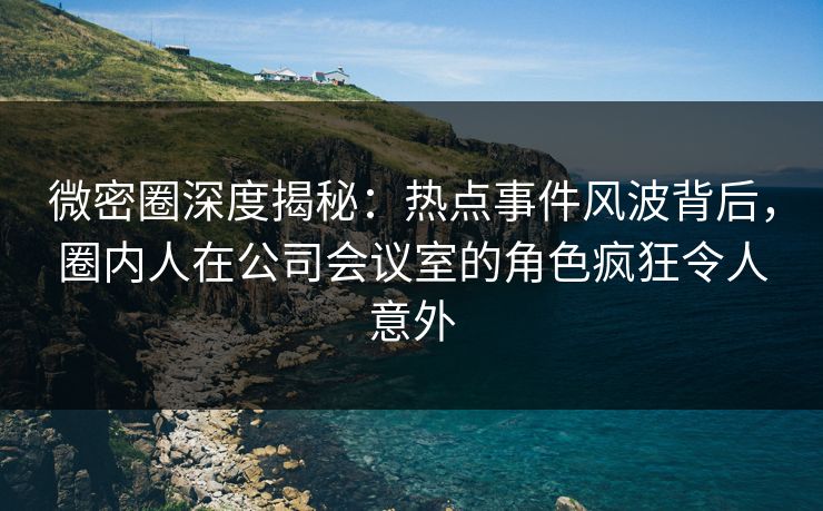 微密圈深度揭秘：热点事件风波背后，圈内人在公司会议室的角色疯狂令人意外