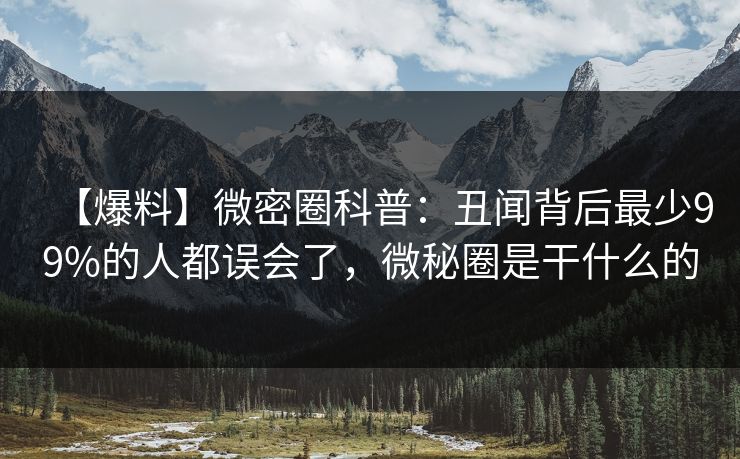 【爆料】微密圈科普：丑闻背后最少99%的人都误会了，微秘圈是干什么的