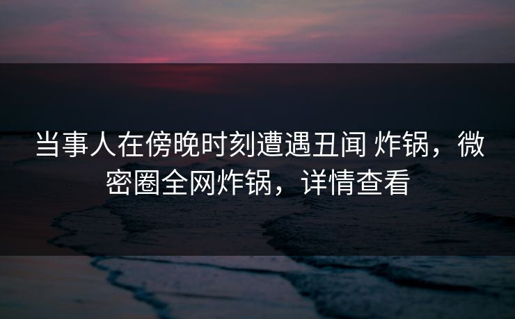 当事人在傍晚时刻遭遇丑闻 炸锅，微密圈全网炸锅，详情查看