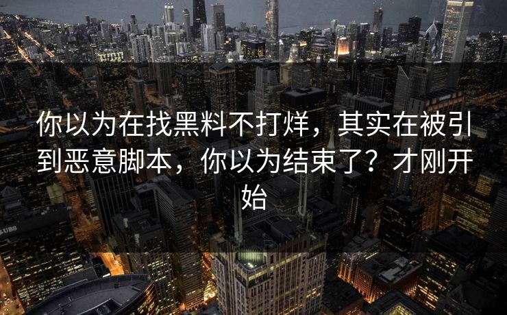 你以为在找黑料不打烊,其实在被引到恶意脚本,你以为结束了?才刚开始
