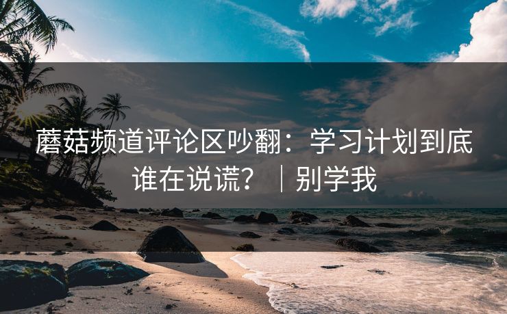 蘑菇频道评论区吵翻：学习计划到底谁在说谎？｜别学我