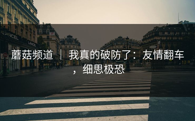 蘑菇频道 ｜ 我真的破防了：友情翻车，细思极恐