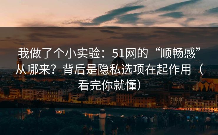 我做了个小实验：51网的“顺畅感”从哪来？背后是隐私选项在起作用（看完你就懂）